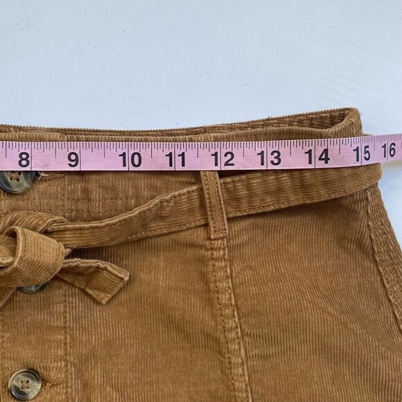 American Eagle Hi-Rise A-Line‎ Skirt Corduroy Tie Waist Stretch Brown Size 6 - Picture 10 of 11